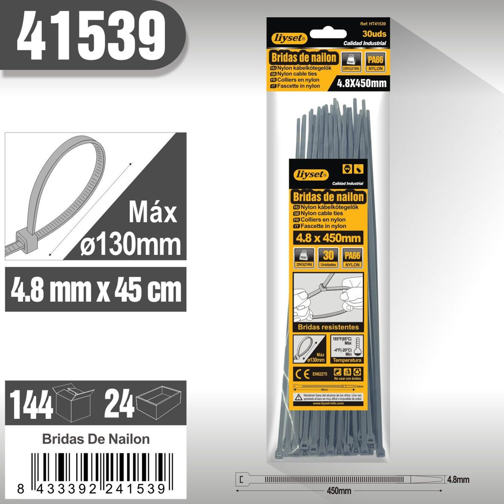 Liyset - Bridas de Nailon 4.8 x 450mm