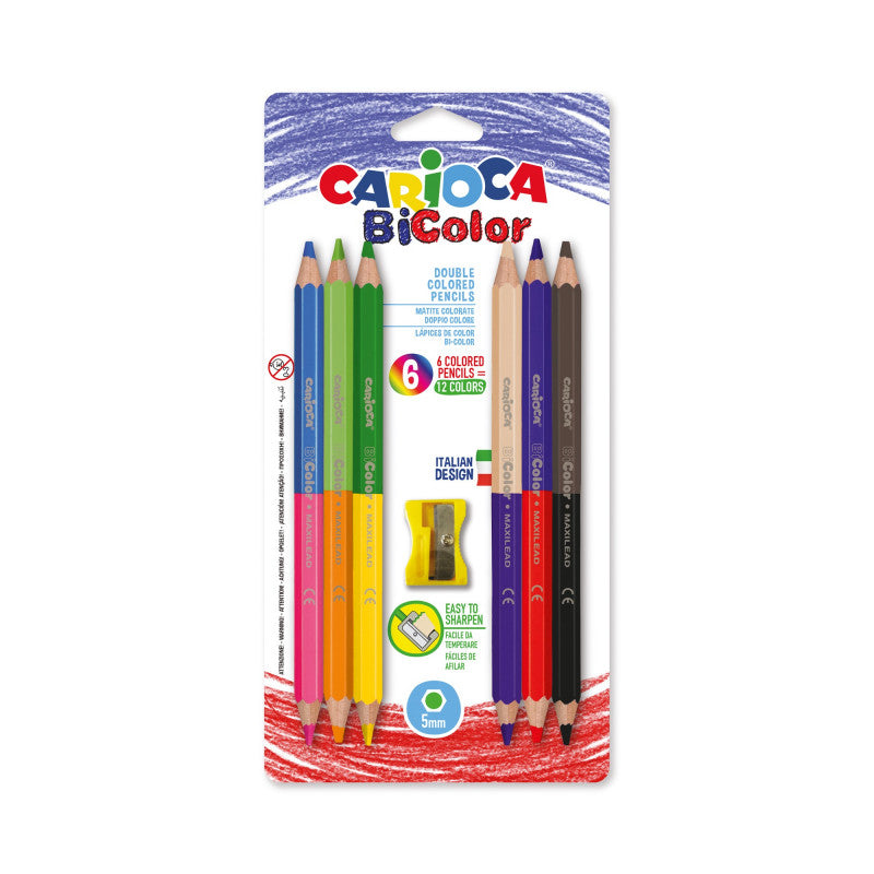 Carioca - Lápices Hexagonal Bi-Color Maxi - 6 Uds