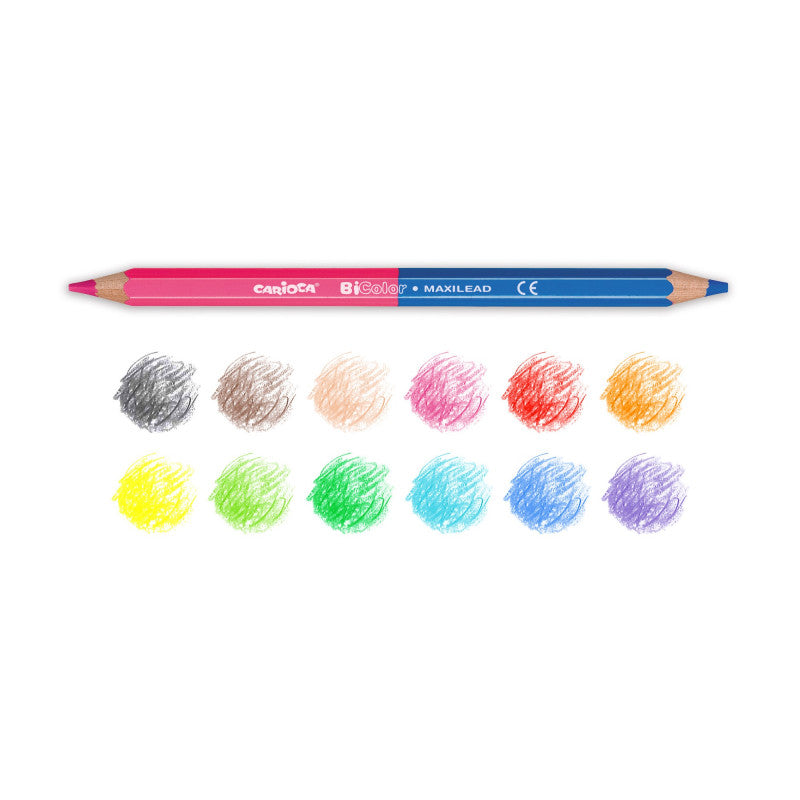Carioca - Lápices Hexagonal Bi-Color Maxi - 6 Uds