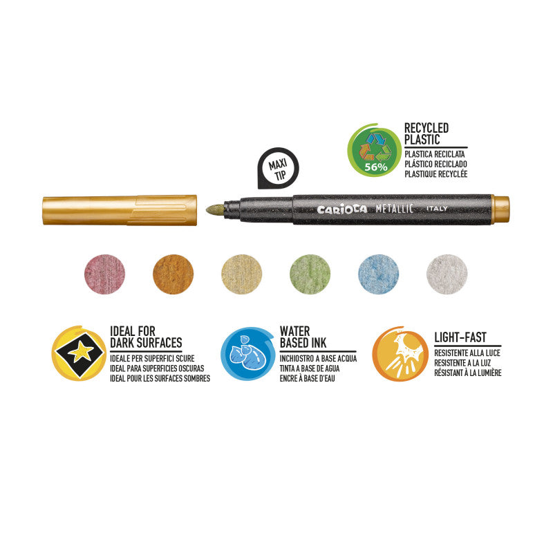 Carioca - Rotuladores Metallic Punta Maxi - 6 Uds - Zhibo