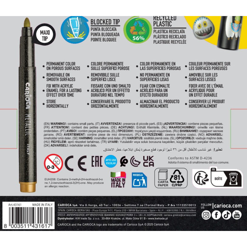 Carioca - Rotuladores Metallic Punta Maxi - 6 Uds - Zhibo