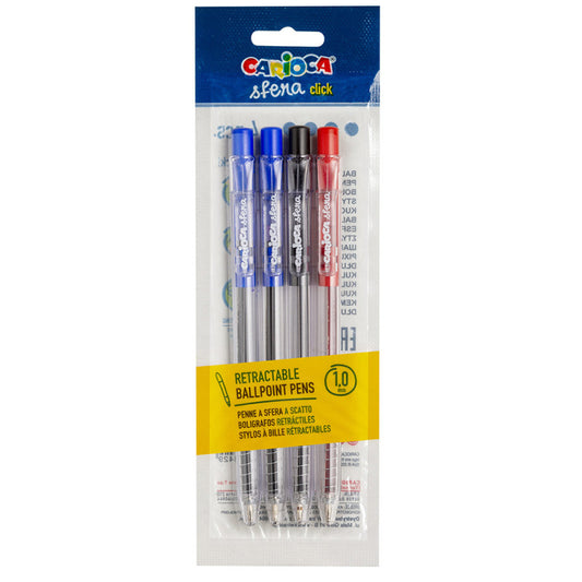 Carioca - Bolígrafos Sfera Click Colores Surtidos - 4 Uds