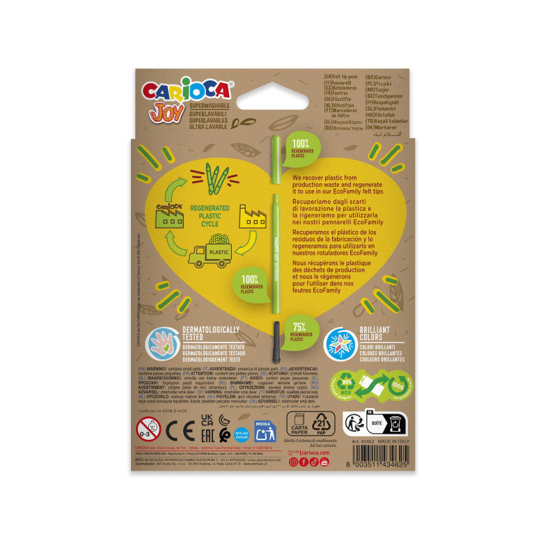 Carioca - Rotuladores Eco Family Punta Fina Joy - 12 Uds - Zhibo