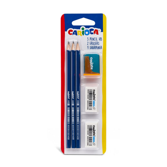 carioca - School Set Lápices HB + Gomas y Sacapunta